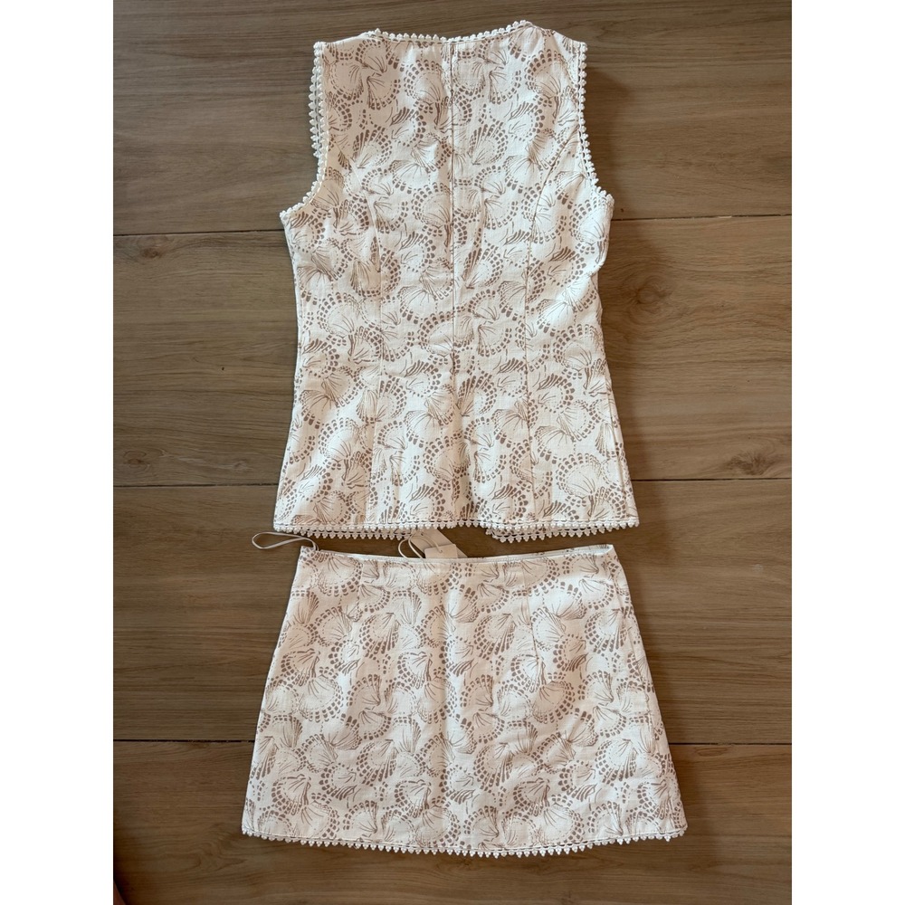 Altar'd State Seashell Print Vest and Mini Skirt Set White Tan NWT XS S - Picture 7 of 8